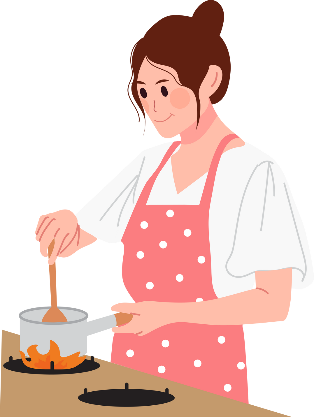 Cooking woman illustration.